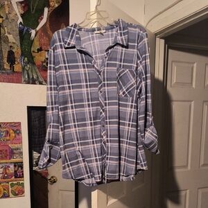 Como Vintage Blue Plaid Button Down Shirt